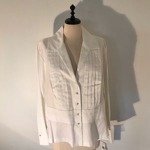 White oxford tuxedo blouse Jones New York 2X